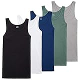 TUUAHW Unterhemd Herren Tank Top 5er Pack Classic Feinripp einfarbiges Achselshirts Atmungsaktiv Schwarz Weiß Grau Marine Olive 3XL