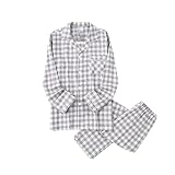 BuFanRenm Damen Pyjamas,Frühling Baumwolle Damen Pyjamas Set Nachtwäsche Herbst Plus Size Top + Lange Hose Nachtwäsche Pyjama XL hellg