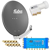 FUBA 8 Teilnehmer Digital SAT Anlage DAA780A + Profi LNB 0,1dB Full HDTV 4K + PMSE Multischalter 5/8 + 24 Vergoldete F-Stecker G