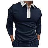 Beokeuioe T-Shirt Männer Basic Tee Langarm Atmungsaktiv Casual Langärmliges Tops Sport Outdoor Poloshirt Langarmshirt Herren Poloshirt Langarm Regular Fit Spleißstreifen Golf S