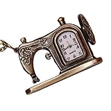 wufeng Weinlese-Nähmaschine-Form-Taschen-Quarz-Uhr-Kette Legierung Uhr Tasche analoge Armbanduhr Uhr-Anhänger Halskette Geschenk