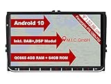M.I.C. AV9V2 Android 10 Autoradio mit navi Qualcomm Snapdragon 665 4G+64G Ersatz für VW Golf t5 touran Passat RNS RCD Skoda SEAT: SIM DAB Plus Bluetooth 5.0 WiFi 2din 9' IPS Panzerglas Bildschirm USB