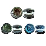 COOEAR Glass Plugs und Tunnel Galaxy Piercing Expander Stretchers Pair Geschenk verpackt Schmuck Größe 2 g (6 mm) bis 1 Zoll (25 mm)