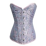 DISSA Damen Retro Schnürt Sich Corsage Korsett Vollbrust Korsett Kunststoff entbeint,C246,Blau,M