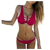 TSPRING Bikini Damen Sexy Brasil Bikini Damen Sexy Bandeau Bikini Damen Sexy Brazilian Bikini Damen Sexy Blau Bikini Damen Sexy Braun L