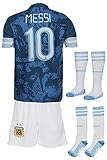 Summersport Argentinien Messi # 10 Fan Shirts Heim Trikot und Shorts mit Socken Kinder und Jugend Größ