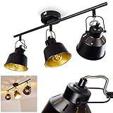 Deckenleuchte Safari, Deckenlampe aus Metall in Schwarz/Gold, 3-flammig, mit verstellbaren Strahlern, 3 x E14-Fassung, max. 40 Watt, Spot im Retro/Vintage Design, für LED Leuchtmittel geeig