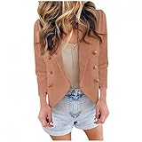 Damen Blazer Elegant Jacke Cardigan 3/4 Längere Leichte Dünne Bolero Geschäft Büro Einfarbig Slim Fit Revers Business Trenchcoat Kurz Mantel Frühling Herbst Mit Schößchen Rüschen Saum übergangsjack