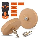 2 Folienradierer mit Adapter, Radierscheibe, zum Professionellen Entfernen ​von Folien und Kleberesten am Fahrzeug, Auto oder Motorrad, inkl. 1 Metall Klebstoffentfernungsklinge und 5 Kunststoffkling