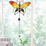 Cosylove Kristall Suncatcher Schmetterling Anhänger hängen Kronleuchter Prisma Regenbogen Maker Ornament für Fenster Sun Catcher Hausgarten Dekoration(Schmetterling Orange)