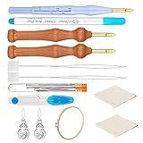 qiyifang Punch Needle Set, 21 Stück DIY Nähset Kreuzstich Kit und Stricken Nähzubehör, Einschließen Schere, Steckstift, Stickrahmen, Einfädler, Reagenzglasnadel aus Kunststoff, Besticktes T