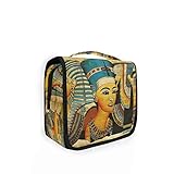 Hunihuni Kulturbeutel zum Aufhängen, antiker ägyptischer Pharao, multifunktional, für Reisen, Kosmetik, Make-up, Organizer, Kulturbeutel für Damen und H