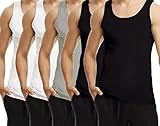 TUUHAW Unterhemd Herren Tank Top für Herren aus atmungsaktiver Baumwolle 5er Pack Schwarz Weiß Grau S