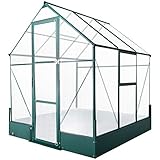 Outsunny Gewächshaus für den Garten, vielseitig nutzbar als Treibhaus, Tomatenhaus, Frühbeet und Pflanzenhaus, 4 mm PC Sonnenschutzplatte, Aluminium, Transparent+Grün, 190x190x220