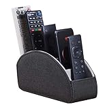 Fernbedienungshalter, Remote Caddy Desktop Organizer, stromlinienförmiges Bogen-Design, mit 5 feinen Fächern für die Aufbewahrung von TV, DVD, Media-Player, Heizungssteuerung usw. (schwarzes Stoff)