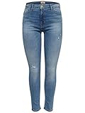 ONLY Damen Onlblush Mid Sk Ank Raw Rea333noos Jeans, Light Blue Denim, S / 30L