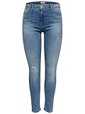 ONLY Damen Onlblush Mid Sk Ank Raw Rea333noos Jeans, Light Blue Denim, L / 32L