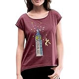 Spreadshirt Der Kleine Prinz England London Big Ben Frauen T-Shirt mit gerollten Ärmeln, XL, Bordeaux