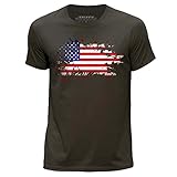 Stuff4 Herren/groß (L)/Dunkelbraun/Rundhals T-Shirt/USA American Flagg