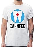 Karneval & Fasching Kostüm Outfit - Zahnfee Zahn mit Kreuz - L - Weiß - Zahn Tshirt - L190 - Tshirt Herren und Männer T-S