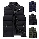 HNOFIQNF Herren Daunenweste Outdoor Style Laufweste Ärmellos Freizeit Steppweste mit Reißverschluss Modisch Stehkragen Thermoweste Männer Herbst Winter Warm Weste Slim Fit Freizeitw