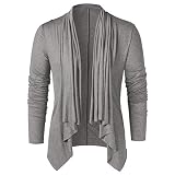 YOCIA T-Shirt Herren Vintage Solide Knopf Langarm O-Ausschnitt Tops Blusen Vintage Ritter-Schulterknopf Einfarbige Bluse MäNner Langarmshirt Top