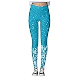 Haiorziyou Leggings Damen Push Up Fitnesshose High Waist Yogahose Christmas Drucken Sporthosen Frauen Skinny Hosen Seamless Tights Sportleggins Workout Running S