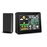 ZNBJJWCP Wetterstation Indoor Outdoor LCD Thermometer Luftfeuchtigkeit Snooze Wecker Sunrise Sunset Calendar-Vorhersag