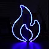 CUDU Flamme LED Neon, Flammen sign Neonlicht mit Ein / Aus-Schalter, Flammen LED Lichtzeichen für Wand & Zuhause Dekorationens,Schlafzimmer, Bar,Restaurant,Gaming-Raum-Setup (Blau)