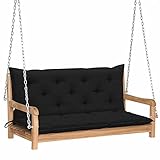 Susany Hollywoodschaukel mit Schwarzer Auflage Gartenschaukel Schaukelbank 120 cm Massivholz Teak