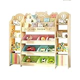 QIFFIY Bücherregal aus Massivholz, großes Fassungsvermögen, Bücherregal, Aufbewahrungsvitrine, multifunktionales Regal für Kinder (65 x 32 x 130 cm), Bücherregal (Farbe: doppelseitiger Schrank, groß)