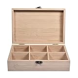 B/A Teebox Aufbewahrungs-Organizer – Teebeutelhalter Organizer aus Holz | Teetruhe aus Holz mit 6 Fächern, für Theken, Schränke, Lebensmittelaufbewahrung