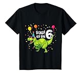 Kinder Geburtstagsshirt 6 Jahre Junge Dinosaurier Dino Ich bin 6 T-S