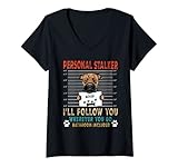 Damen Personal Stalker Dog Boxer I Will Follow You Dog Lover T-Shirt mit V