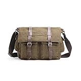 Verlenpaple Laptoptasche 15 Zoll Schultertasche Retro Kuriertasche Multifunktions Canvas Business Umhängetasche Herren - B