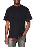 Urban Classics TB029A Herren T-shirt Bekleidung Contrast, Mehrfarbig (Black/Red), 5X-Larg
