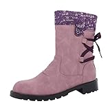 LULUZ Stiefelette Damen Niedrige Absätze Comfort Stiefeletten Modisch Frauen Ankle Boots Herbst Winter Knöchel Schneestiefel S