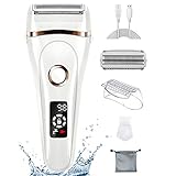Elektrorasierer für Damen, FAMATE 3 in 1 Damen-Elektrorasierer mit Sicherheitsverschluss Schmerzfreier Körperhaarentferner für Beine, Achselhöhle und Bikinizone Nass-Trocken-Bikini-T