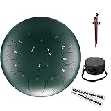 Kacsoo 12 Zoll 13 Notes Steel Tongue Drum Percussion Instrument mit Drum Mallets Carry Bag, 2 Drumsticks und Lehrbuch mit Musikpartituren, mit Drum Mallets Carry Bag