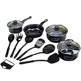 Kochen 13 Stück Kochen Zubehör Multiple Size Iron Pots und Pfanne mit Glasdeckeln und U