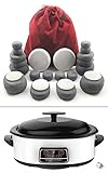 MassageMaster HOT STONE MASSAGE KIT: 24 Basalt & Marmorsteine + Wärmegerät mit digital Temperaturanzeige, 6 L