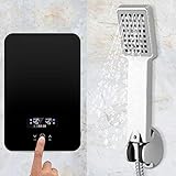 6,5 kW Elektro Warmwasserspeicher,Warmwasserspeicher mit Griff-Armatur, Wandhängend, Warmwasserboiler, Elektrospeicher, Heizung, Speicher, Schwarz,(30-55 ℃)