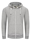 riverso Herren Kapuzenjacke RIVThilo Sweatjacke Sweatshirt Kapuzenpullover Hoodie Kapuze Reißverschluss Basic Baumwolle Grau Braun Grün Rot Blau Schwarz S-5XL, Größe:M, Farbe:Grey 1