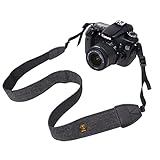 SYUTN Universal Kameragurt mit weichem Vintage-Druck, Leinen Kamera Schultergurt Längenverstellbar, Camera Strap Dunkelgrau für Kameras von Canon, Nikon, Sony, Fujifilm, Olympus, L