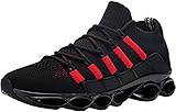 DYKHMATE Arbeitsschuhe Herren Sicherheitsschuhe Leicht Atmungsaktiv Stahlkappenschuhe Sportlich rutschfest Antishock Sneaker (Schwarz Rot,43 EU)