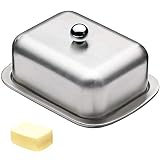Butterdose aus Edelstahl Butterschale mit Deckel Leichte Butterschale Kühlschrank Butterdose Kitchen Butterschale für Hausmannskost und Restaurant Butterplatte Dessertteller(18.5 x 12.2 x 6.8 cm)