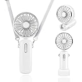 Tragbarer Ventilator, wiederaufladbar, Handventilator mit drei Geschwindigkeiten, persönlicher Ventilator für den Sommer, batteriebetrieben, Reisen und im Freien (weiß)
