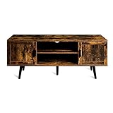 TianLang Lowboard, TV Schrank für TV 55 Zoll, Fernsehtisch, Mid Century Fernsehschrank mit Aufbewahrung, Industrieller TV Tisch, Holzstil TV Regal für Wohnzimmer, Schlafzimmer, Rustikal Braun LJTS001F