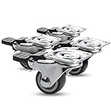 WAOUY Trolley- Räder 25/38/50mm, Räder Für Möbel Mit Bremsen, Lenkrollen Schwerlast- Schwenkräder Montageplattenräder Mit TPR- Gummi 4PCS (Size : 1inch(25mm))