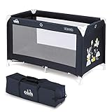 CAM Reisebett SONNO | Großes Babybett 126 cm | kompakt inkl. Tragetasche & Reisebettmatratze (Animals blau)